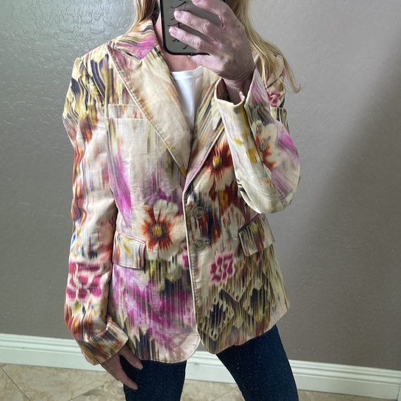 Robert Graham Multicolored 2 Button Floral Velvet Blazer Size 6 - Picture 5 of 13